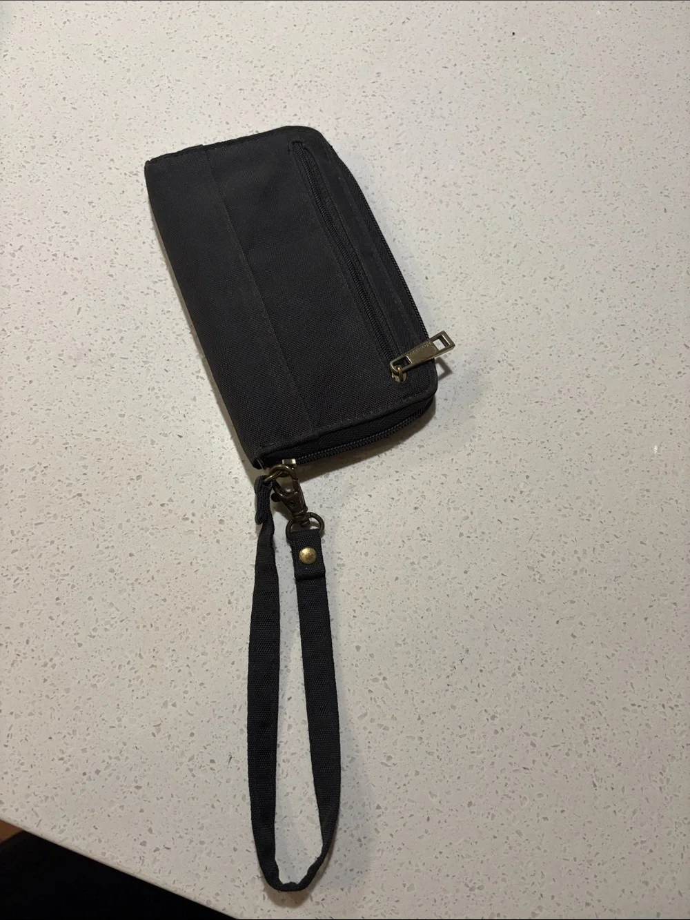 Travelon Black Zip Travel Wallet with Brass Accent